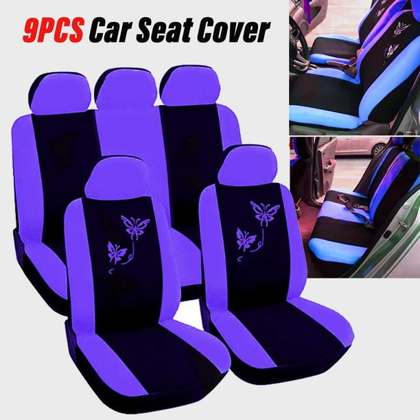 9 PCS Universal Auto Car Seat Covers Polyester Embroidery Cushion SUV Protectors 
